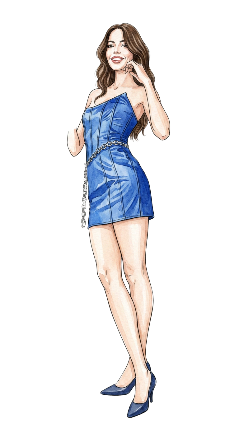 Blue Satin Chain Mini