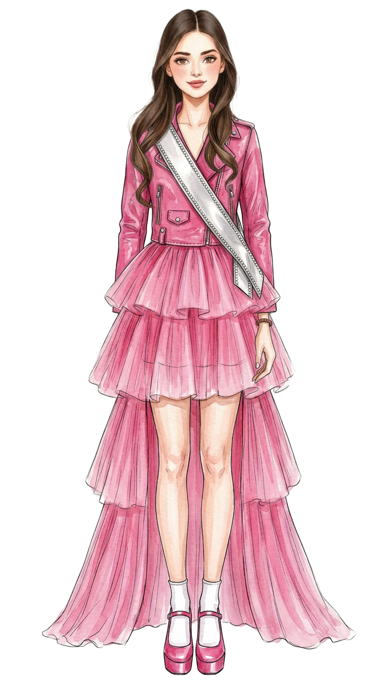 Pink Leather & Tulle Pageant
