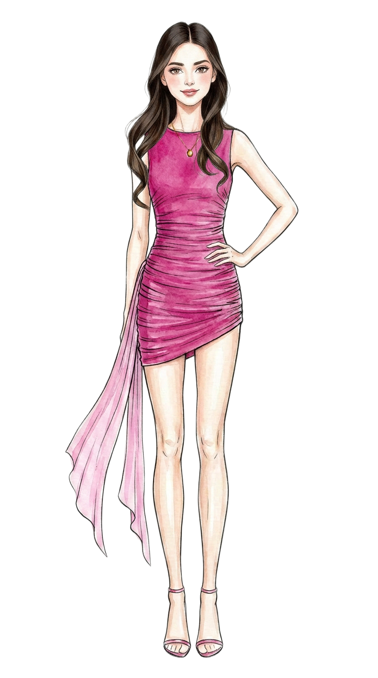 Hot Pink Ruched Mini